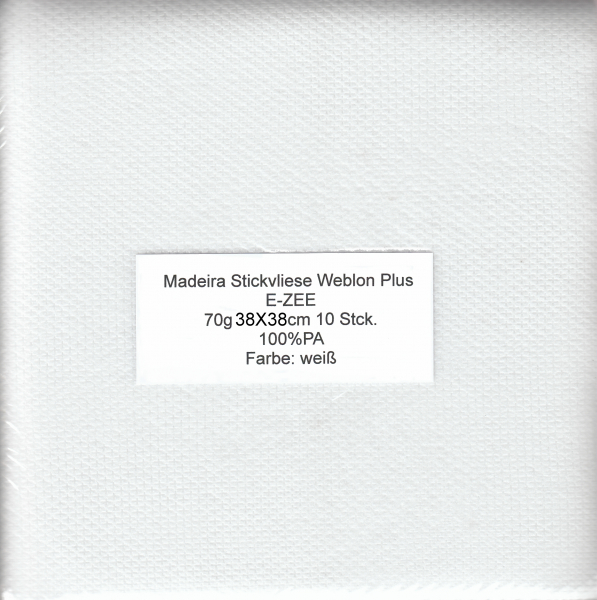 Madeira Stickvlies Weblon Plus 70 g/m² 38x38cm 10 Stck. weiß