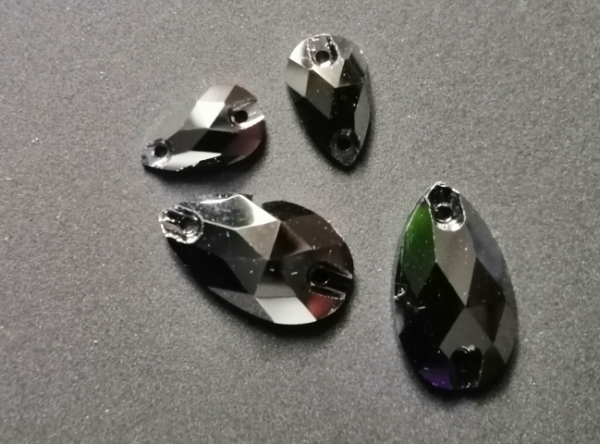 Sew-on Stones K3065 Jet Hematite M7x12 - 1 Stck.